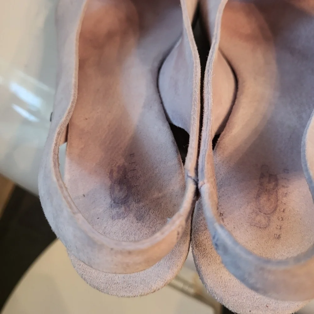 UGG Hazel Blush Pink Suede Sling Back Cork Wedge Sandals Size 9